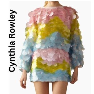 Cynthia Rowley Multi Color Sequin Shirt & Mini Skirt Ensemble Size Small